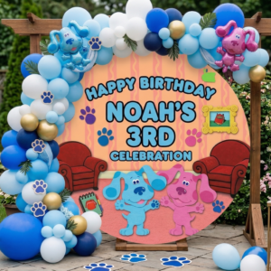 Blue's Clues Personalized Round Fabric Cover Backdrop Background 7.2ft Decoration Party Birthday