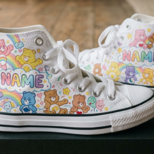 Personalized Name Birthday Care Bears Full Print White High Top Sneaker Shoes