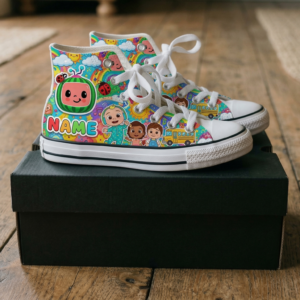Personalized Name Birthday CoComelon Full Print White High Top Sneaker Shoes