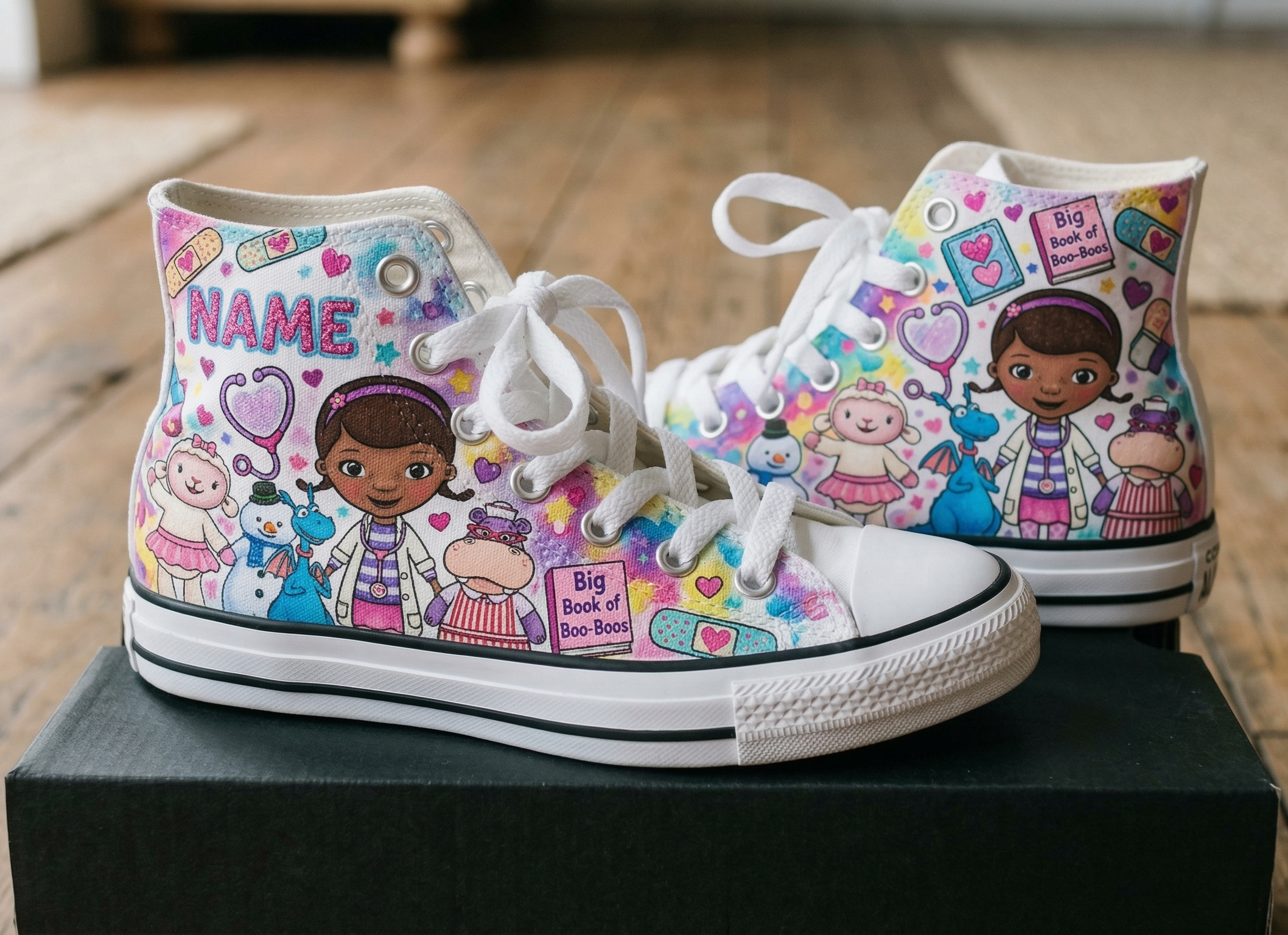 Personalized Name Birthday Doc McStuffins Full Print White High Top Sneaker Shoes