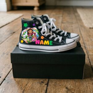 Personalized Name Birthday Gabby's Dollhouse Black High Top Sneaker Shoes