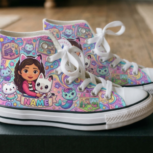 Personalized Name Birthday Gabby's Dollhouse Full Print White High Top Sneaker Shoes