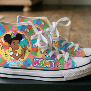 Personalized Name Birthday Gracie's Corner Full Print White High Top Sneaker Shoes