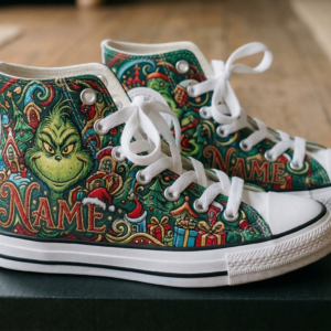 Personalized Name Birthday The Grinch Full Print White High Top Sneaker Shoes