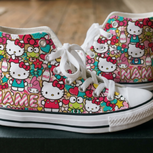 Personalized Name Birthday Hello Kitty Full Print White High Top Sneaker Shoes