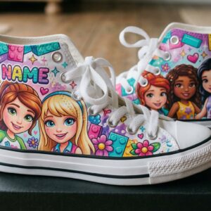 Personalized Name Birthday Lego Friends Full Print White High Top Sneaker Shoes