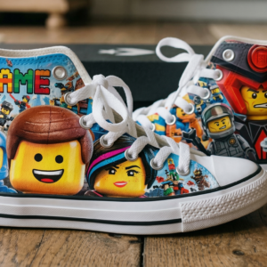 Personalized Name Birthday Lego Movie Full Print White High Top Sneaker Shoes