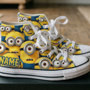 Personalized Name Birthday Minions Full Print White High Top Sneaker Shoes