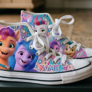 Personalized Name Birthday My Little Pony New Generation Full Print White High Top Sneaker Shoes