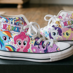 Personalized Name Birthday My Little Pony Full Print White High Top Sneaker Shoes