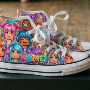 Personalized Name Birthday Roblox Girls Full Print White High Top Sneaker Shoes