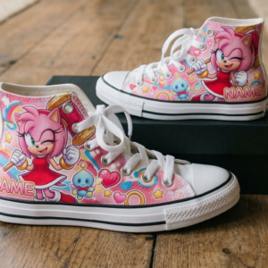 Personalized Name Birthday Sonic the Hedgehog Amy Rose Full Print White High Top Sneaker Shoes