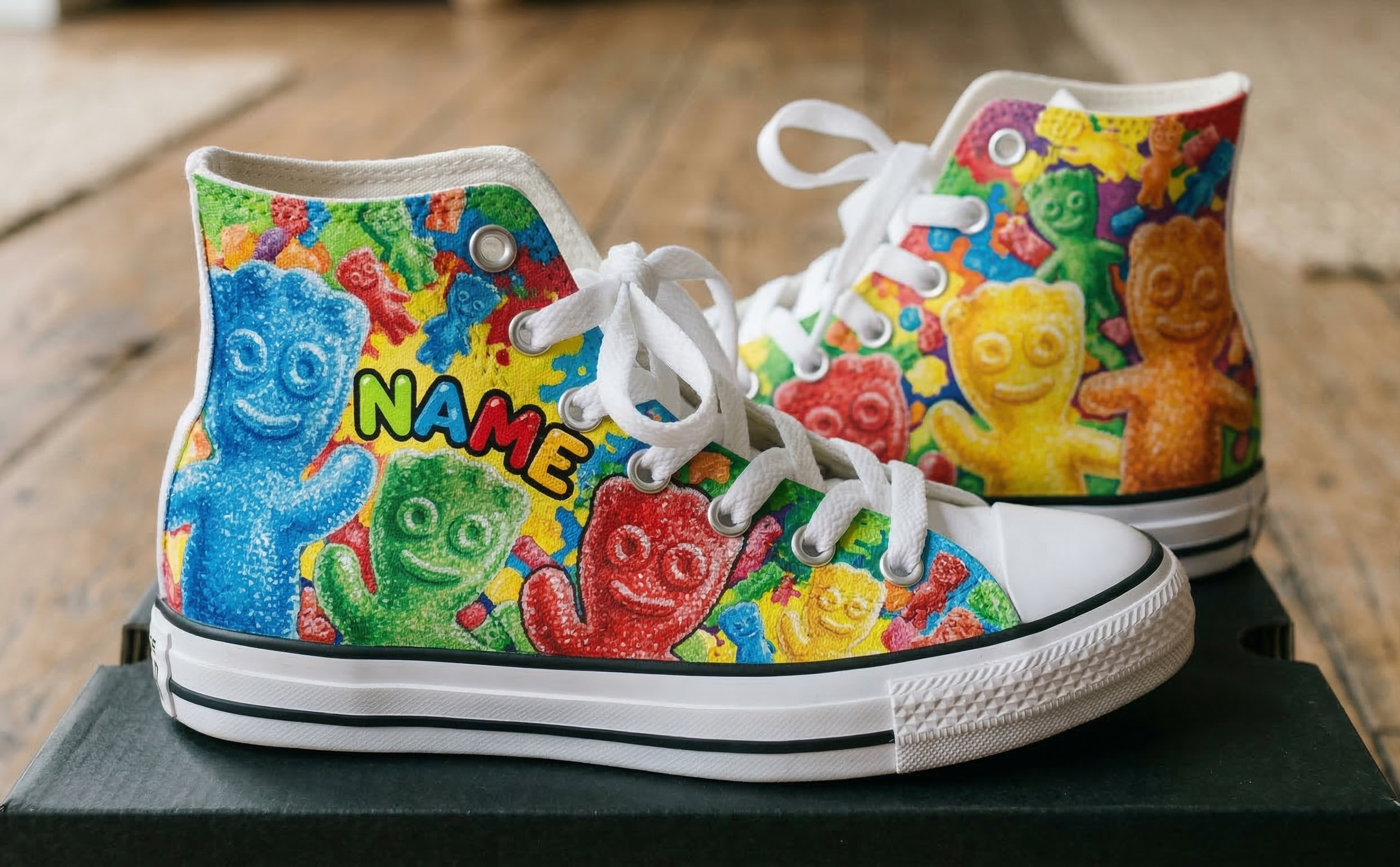 Personalized Name Birthday Sour Patch Kids Full Print White High Top Sneaker Shoes
