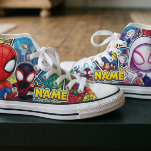 Personalized Name Birthday Spidey Amazing Friends Full Print White High Top Sneaker Shoes