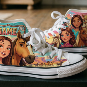 Personalized Name Birthday Spirit Riding Free Full Print White High Top Sneaker Shoes