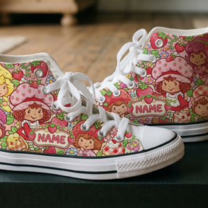 Personalized Name Birthday Classic Strawberry Shortcake Full Print White High Top Sneaker Shoes