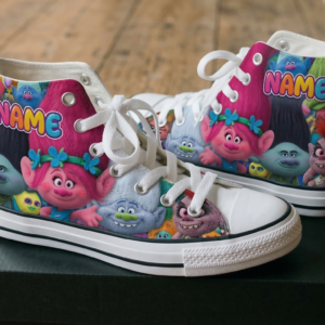 Personalized Name Birthday Trolls Full Print White High Top Sneaker Shoes