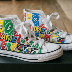Personalized Name Birthday Game Uno Full Print White High Top Sneaker Shoes