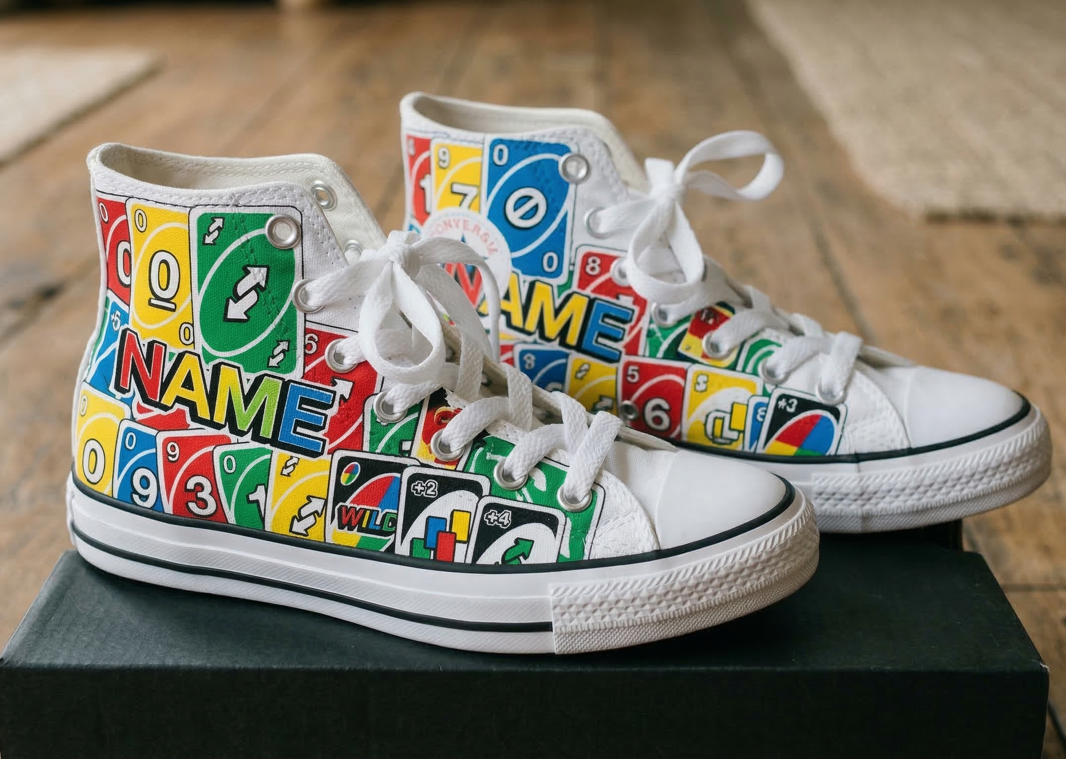 Personalized Name Birthday Game Uno Full Print White High Top Sneaker Shoes