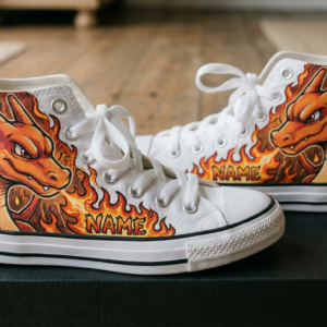 Personalized Name Birthday Pokemon Charizard Full Print White High Top Sneaker Custom Shoes