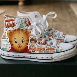 Personalized Name Birthday Daniel Tiger's Neighborhood Full Print White High Top Sneaker Custom Shoes