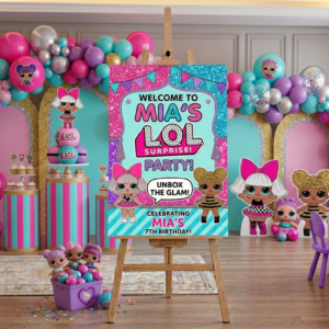 L.O.L. Surprise Dolls Theme Personalized Custom Welcome Birthday Sign Foam Poster Board Print Wall Art 24" x 36" inch Decoration Party Glossy Finish