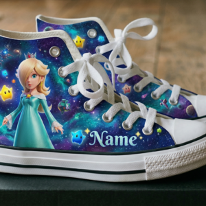 Personalized Name Birthday Super Mario Galaxy Movie Princess Rosalina Full Print White High Top Sneaker Custom Shoes