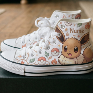 Personalized Name Birthday Pokemon Eevee Full Print White High Top Sneaker Custom Shoes