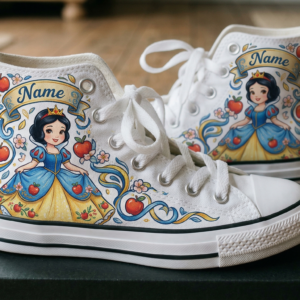 Personalized Name Birthday Princess Snow White Full Print White High Top Sneaker Custom Shoes