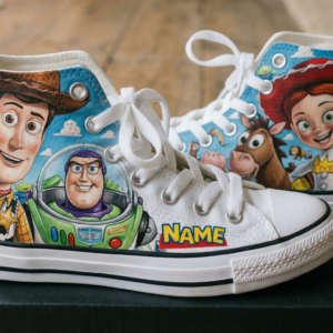 Personalized Name Birthday Toy Story Full Print White High Top Sneaker Custom Shoes