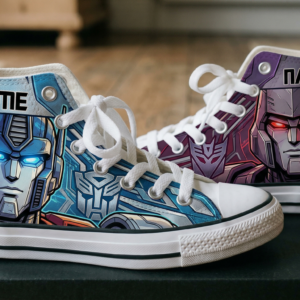 Personalized Name Birthday Transformers Full Print White High Top Sneaker Custom Shoes