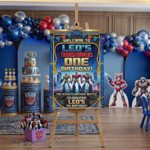 Transformers Theme Personalized Custom Welcome Birthday Sign Foam Poster Board Print Wall Art 24" x 36" inch Decoration Party Glossy Finish