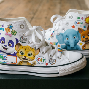 Personalized Name Birthday Word Party Full Print White High Top Sneaker Custom Shoes