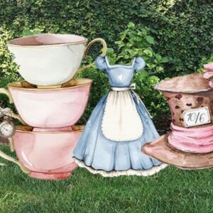 Vintage Classic Alice in Wonderland Coroplast Cutout Yard Sign Life Size Prop Decoration Party Birthday