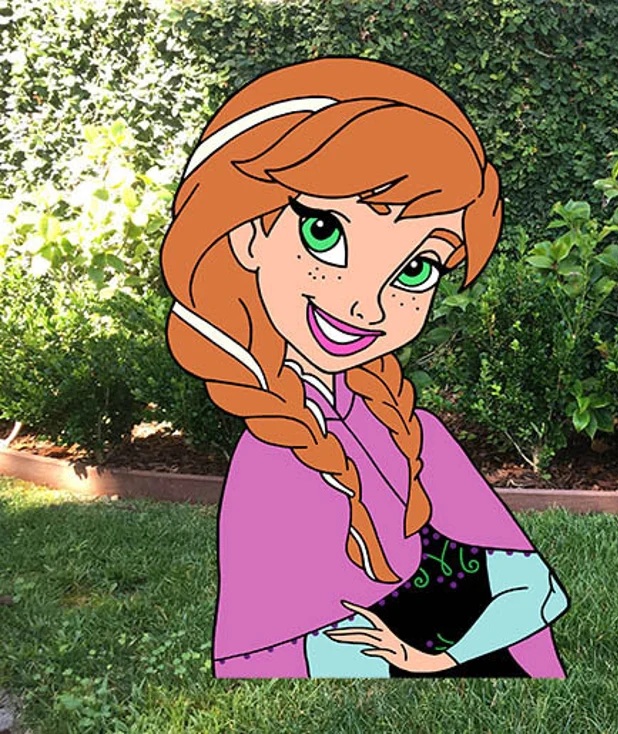 Princess Frozen Anna Bust 3 Foot Coroplast Cutout Yard Sign Life Size Prop Decoration Party Birthday