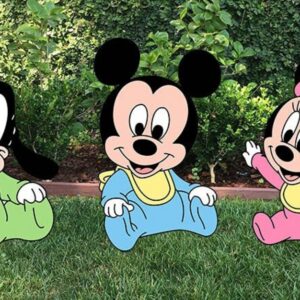 Baby Goofy Mickey Minnie Mouse Coroplast Cutout Yard Sign Life Size Prop Decoration Party Birthday