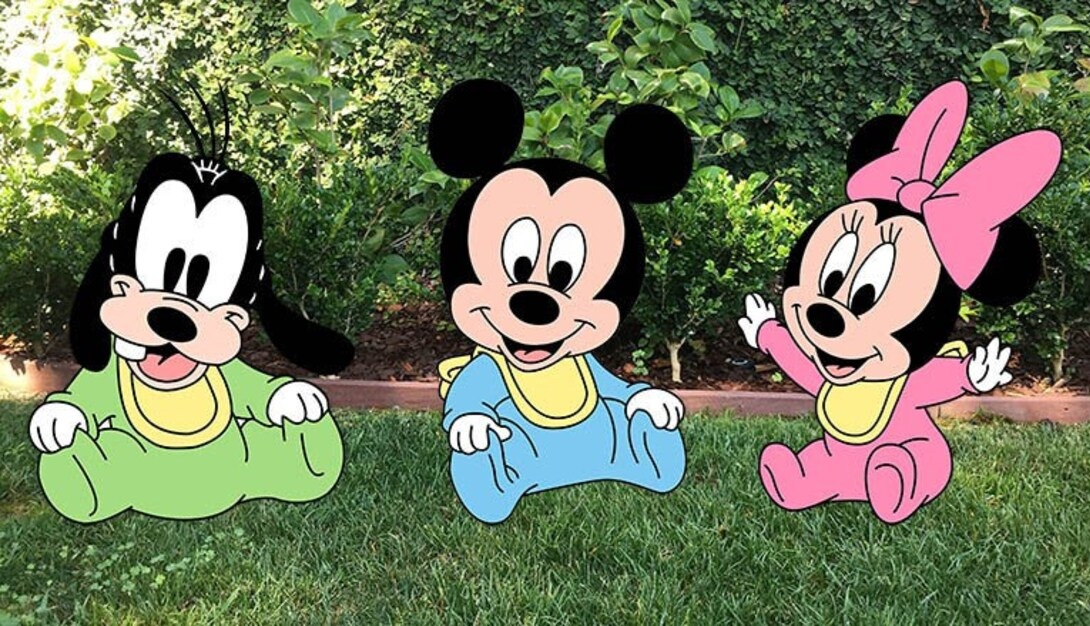 Baby Goofy Mickey Minnie Mouse Coroplast Cutout Yard Sign Life Size Prop Decoration Party Birthday