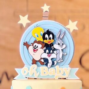 Custom Baby Looney Tunes Baby Boy 3D Cake Topper Personalized Birthday Party Decor Custom Name & Age