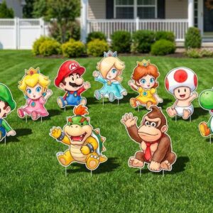 Super Mario Baby Characters Sitting Coroplast Cutout Yard Sign Life Size Prop Decoration Party Birthday