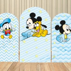 Baby Mickey Mouse Donald Duck Fabric Arch Cover Backdrop Background 7.2ft by 4ft Life Size Prop Decoration Party Birthday