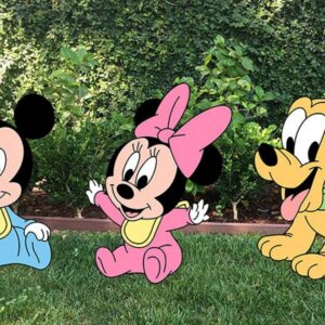 Baby Mickey Minnie Mouse Pluto Coroplast Cutout Yard Sign Life Size Prop Decoration Party Birthday