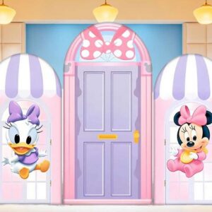 Baby Minnie Mouse and Daisy Duck Fabric Arch Cover Backdrop Background 7.2ft by 4ft Life Size Prop Decoration Party Birthday