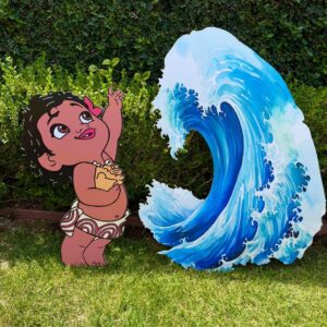 Princess Baby Moana Ocean Wave Coroplast Cutout Yard Sign Life Size Prop Decoration Party Birthday