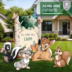 Bambi 3 Foot Coroplast Cutout Yard Sign Life Size Prop Decoration Party Birthday