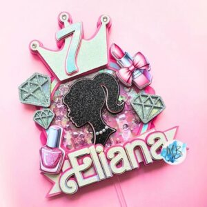 Custom Barbie Face Silhouette 3D Cake Topper Personalized Birthday Party Decor Custom Name & Age