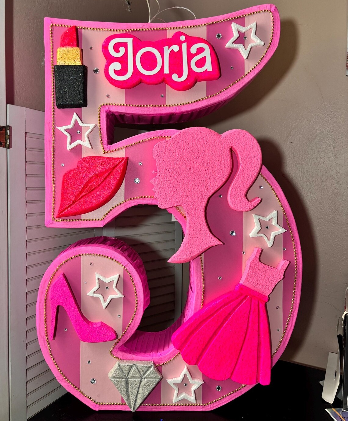 Barbie Girly Things Number Personalized 3D Pinata 24" inch Decoration Party Birthday Decor Gift