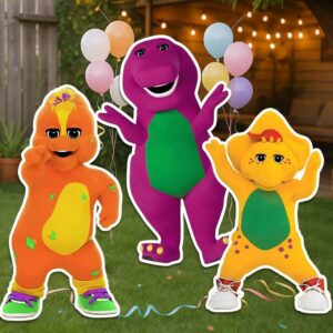Barney Dinosaur and Friends Coroplast Cutout Yard Sign Life Size Prop Decoration Party Birthday