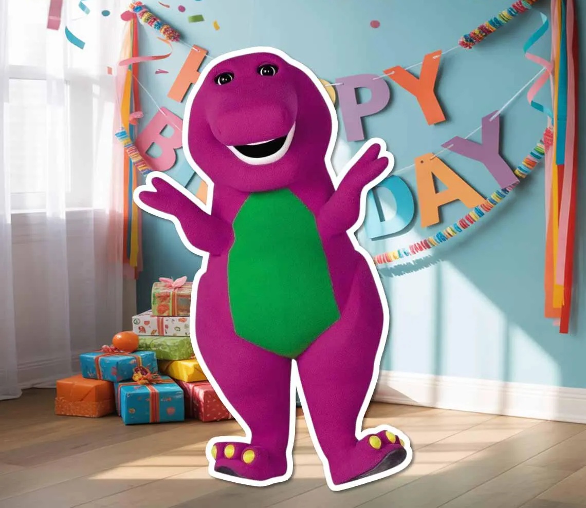 Barney the Purple Dinosaur 5 Foot Coroplast Cutout Yard Sign Life Size Prop Decoration Party Birthday