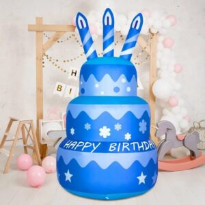 Blue Birthday Cake with Candles Inflatable Yard 6' Foot Decoration Party Prop Sign Holiday Birthday