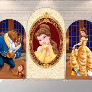 Beauty and The Beast Princess Belle Fabric Arch Cover Backdrop Background 7.2ft by 4ft Life Size Prop Decoration Party Birthday